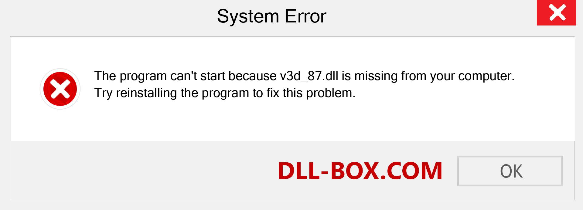  v3d_87.dll file is missing?. Download for Windows 7, 8, 10 - Fix  v3d_87 dll Missing Error on Windows, photos, images